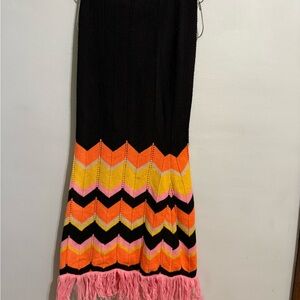 Knit Colorful Chevron Versatile Knit Skirt Maxi Dress Vintage Retro Maxi Skirt